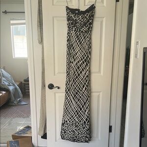 Oscar de la Renta Black and White Designer Evening Gown Size 0